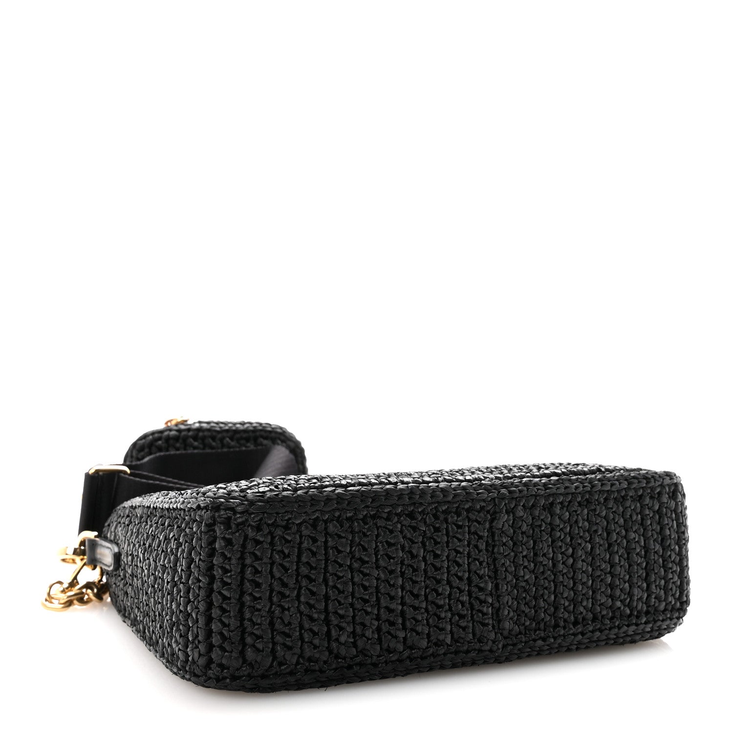 Prada Yarn Raffia Effect Crochet Re-Edition 2005 Shoulder Bag Black 4 of 9