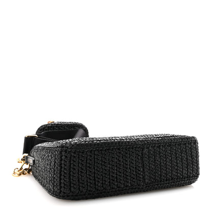 Prada Yarn Raffia Effect Crochet Re-Edition 2005 Shoulder Bag Black 4 of 9