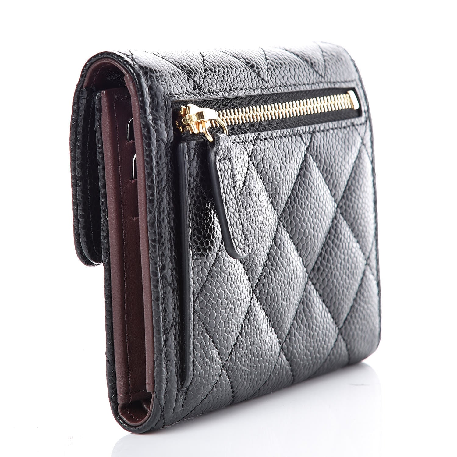 Chanel Caviar Quilted Compact Flap Wallet Black 3 of 9