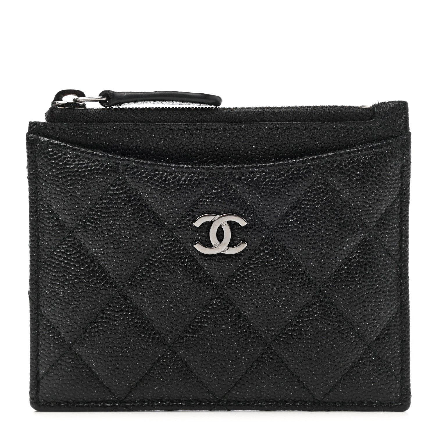 Chanel Iridescent Caviar Quilted CC Zip Card Holder Black 1 of 8