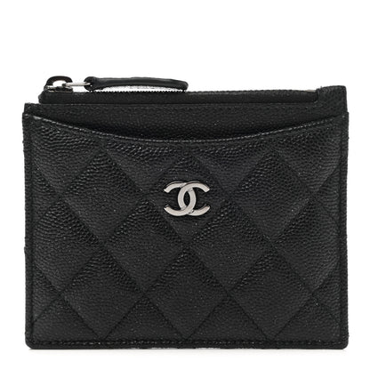 Chanel Iridescent Caviar Quilted CC Zip Card Holder Black 1 of 8