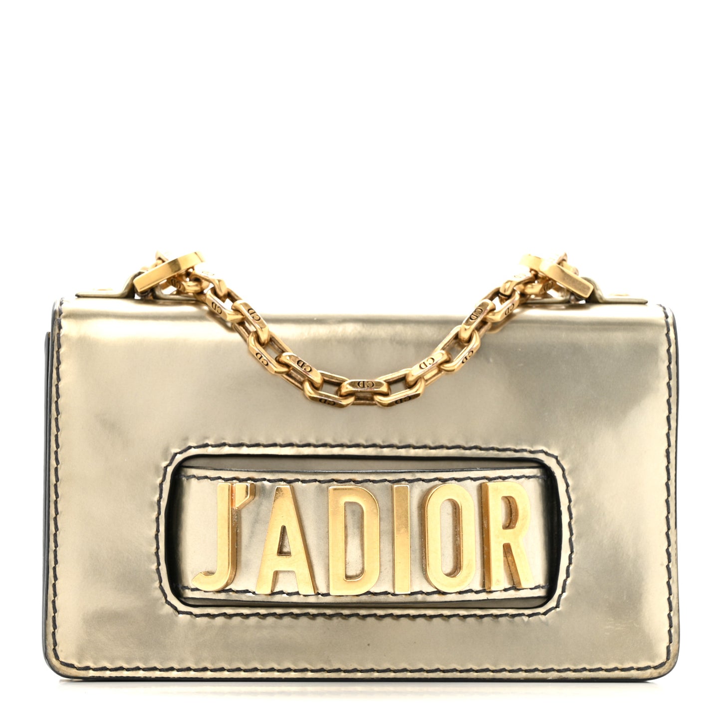 Metallic Calfskin J'Adior Mini Chain Flap Bag Gold