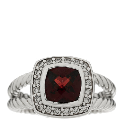 David Yurman Sterling Silver Diamond Garnet 7mm Petite Albion Ring 50 5.5 1 of 5