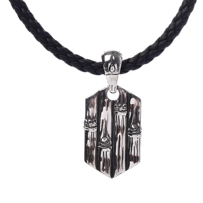 John Hardy Sterling Silver Braided Bamboo Pendant Necklace Black 4 of 6
