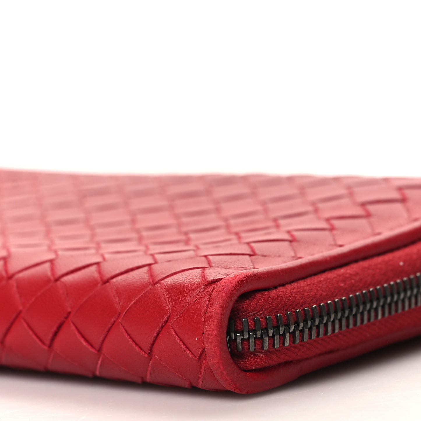 Nappa Intrecciato Zip Around Wallet Red