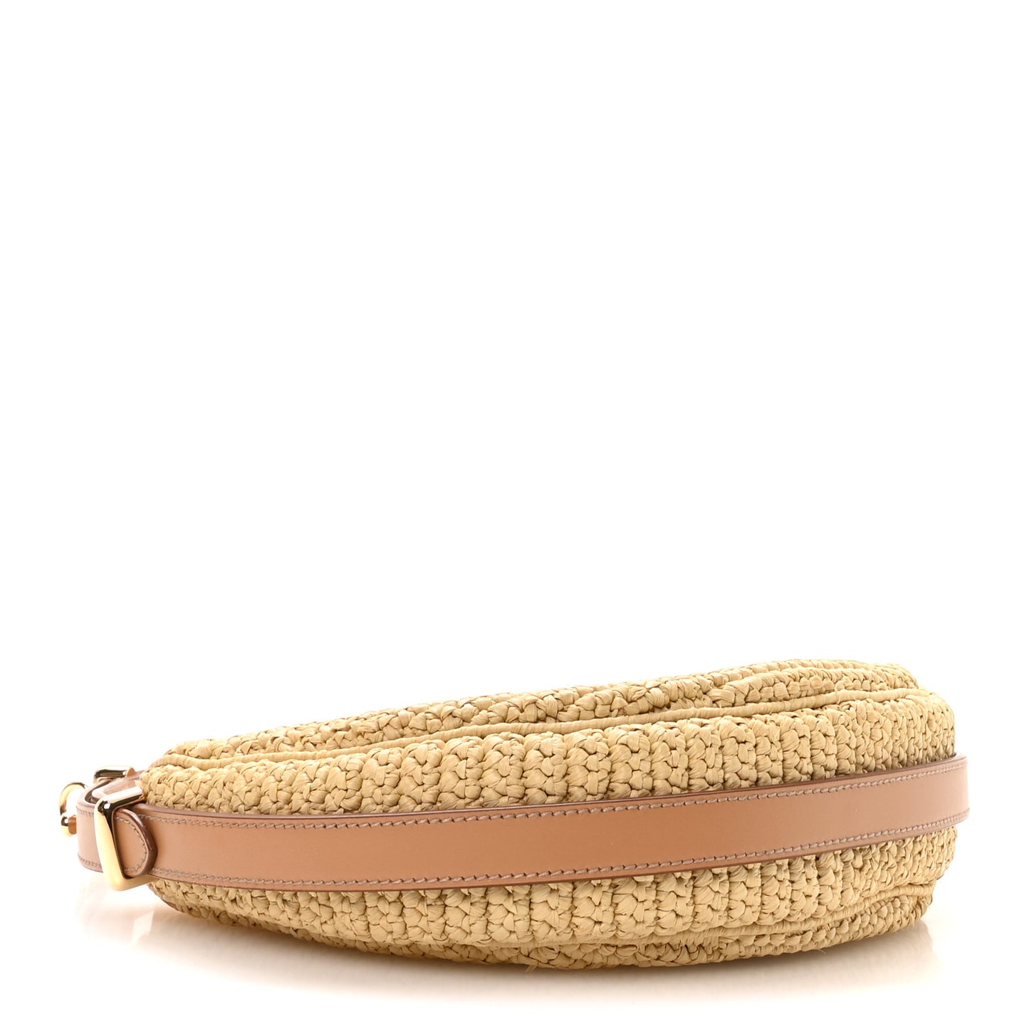 Yarn Raffia Effect Crochet Arque Shoulder Bag Natural