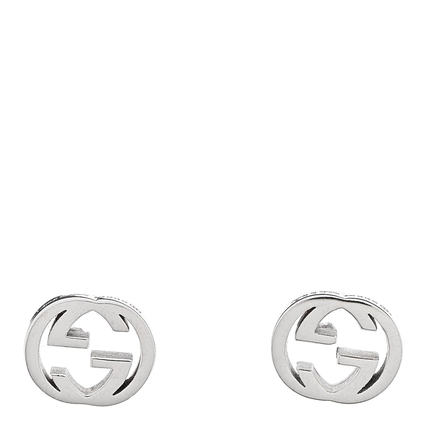 Gucci 18K White Gold Interlocking G Stud Earrings 1 of 6