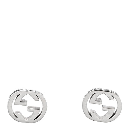 Gucci 18K White Gold Interlocking G Stud Earrings 1 of 6