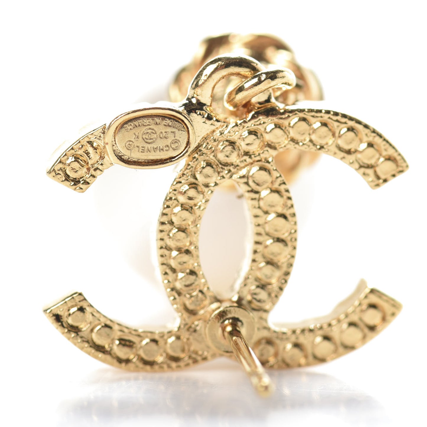 Crystal Pearl CC Drop Earrings Gold