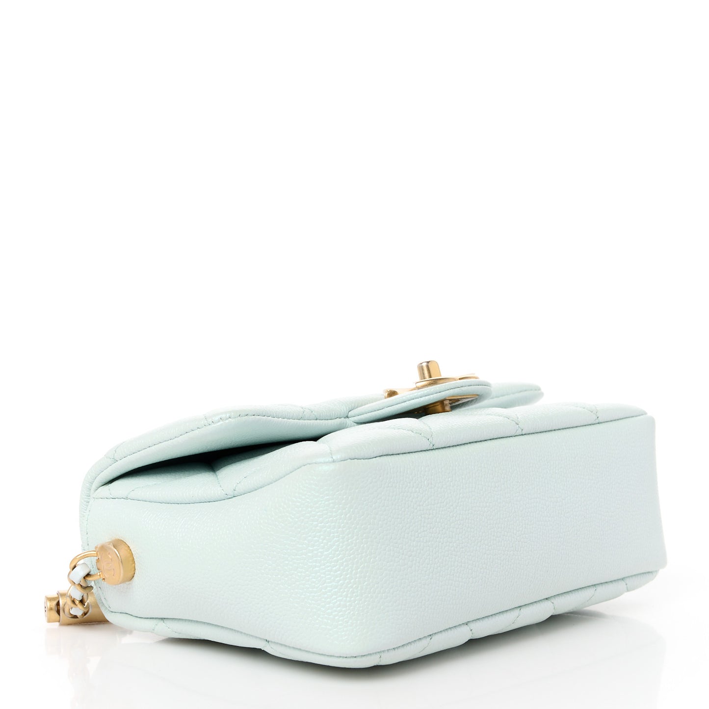Iridescent Caviar Quilted Mini My Perfect Flap Light Green