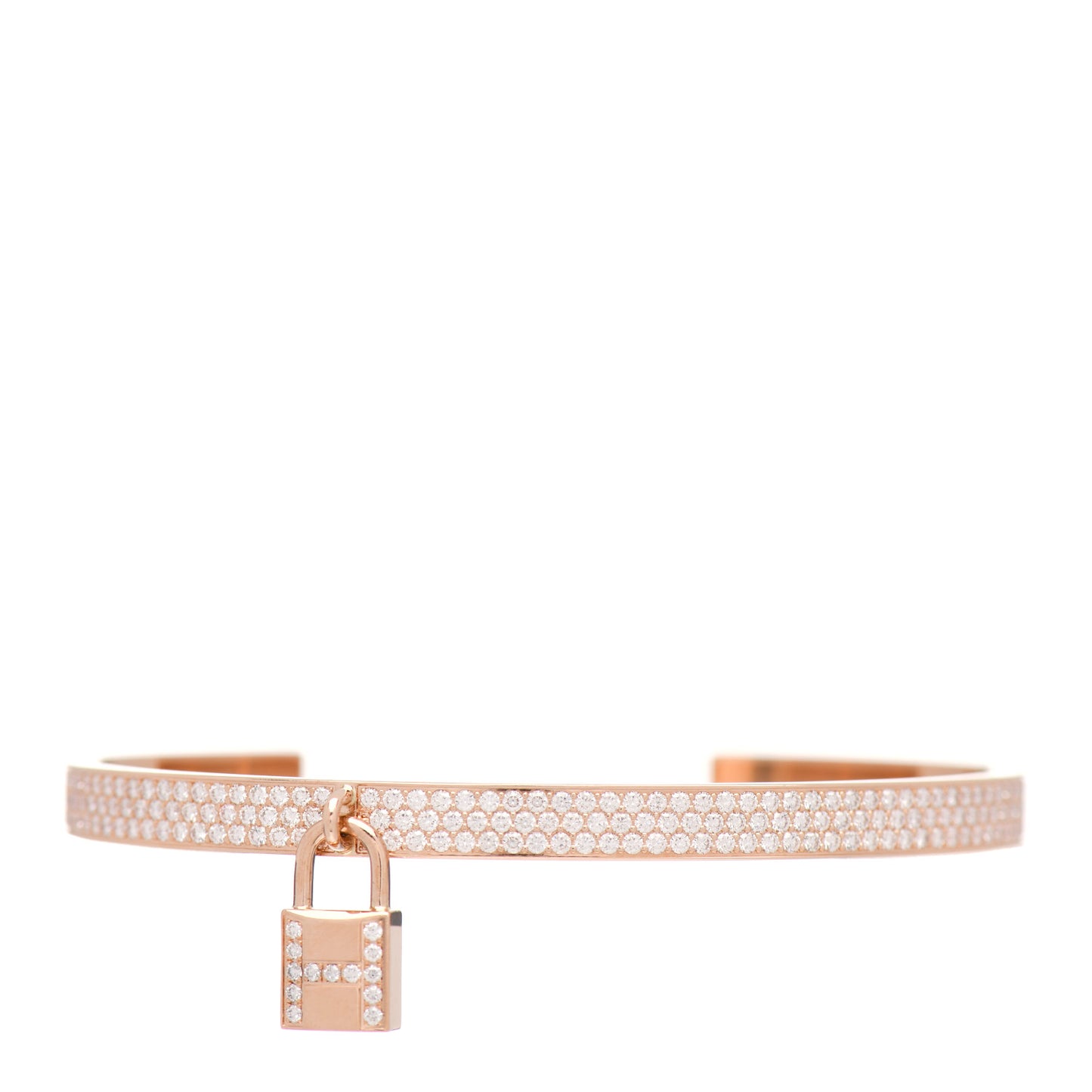 18K Rose Gold Diamond Pave Kelly Clochette Cuff Bracelet SH