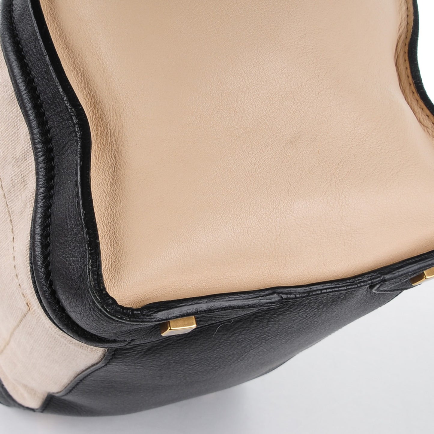 Calfskin Linen Mini Tri-Color Luggage Beige