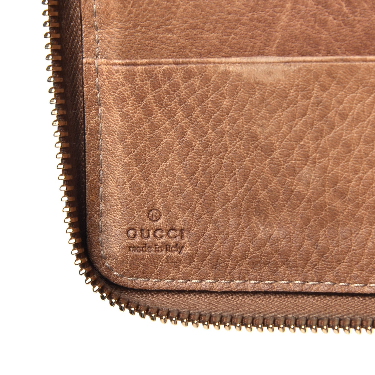 Guccissima Bamboo Tassel Zip Around Wallet Natural Brown