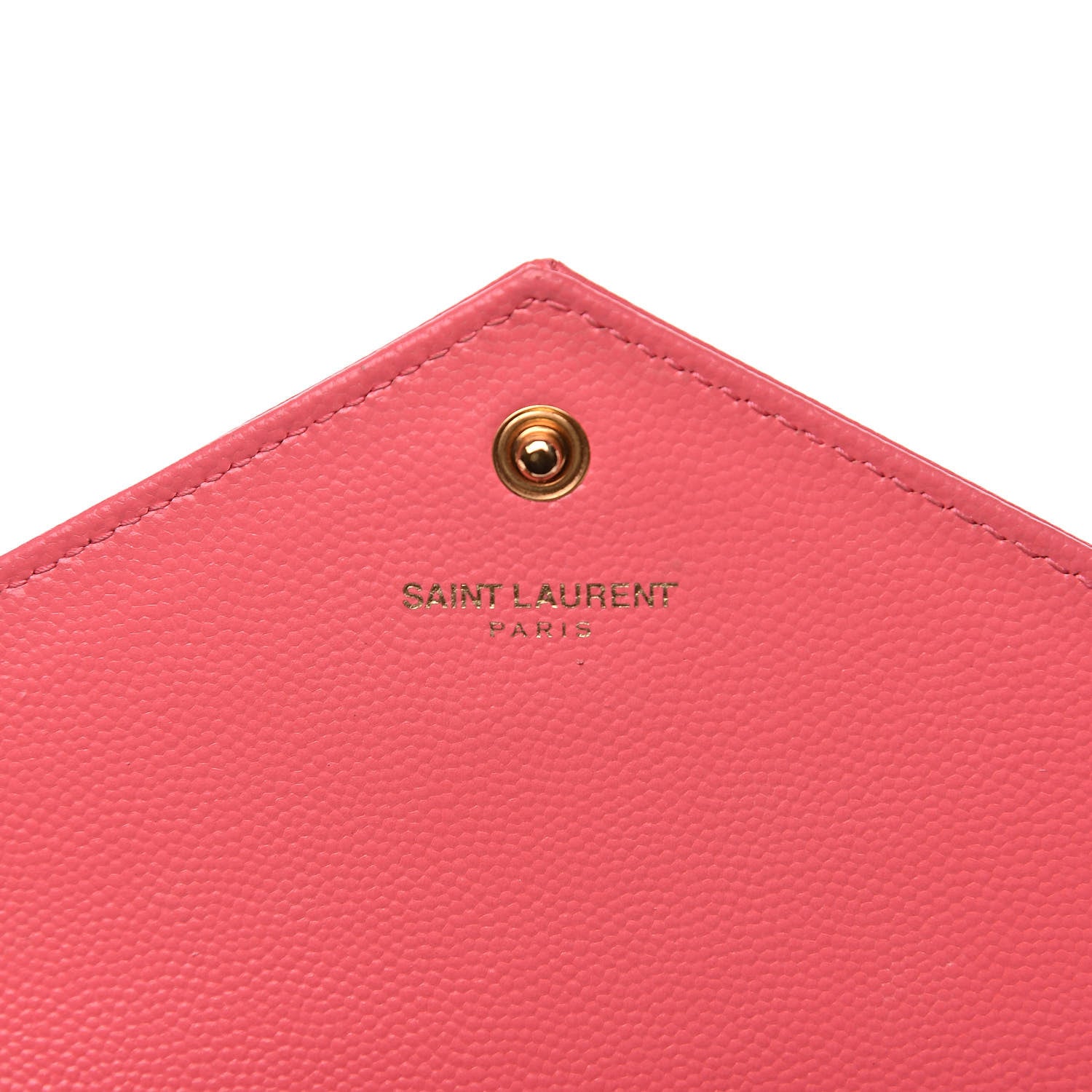 Saint Laurent Grain De Poudre Matelasse Chevron Monogram Envelope Chain Wallet Rose Clair 6 of 10