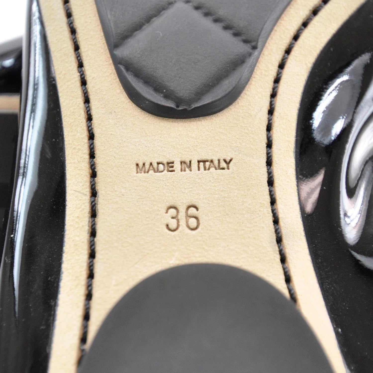 Chanel Patent Cap Toe Elastic Ballet Flats 36 Black 6 of 6