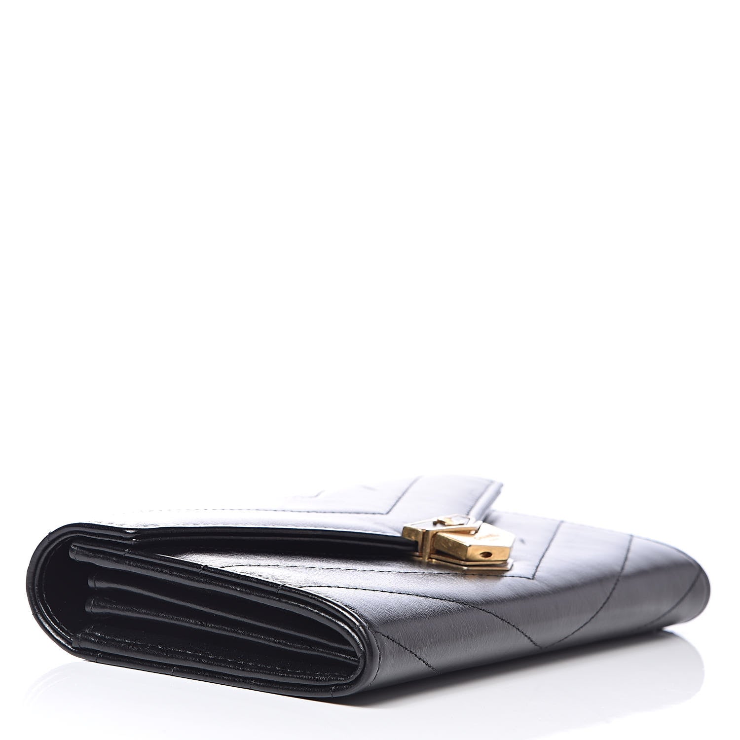 Chanel Calfskin Chevron Quilted Medal Flap Wallet Black 4 of 11