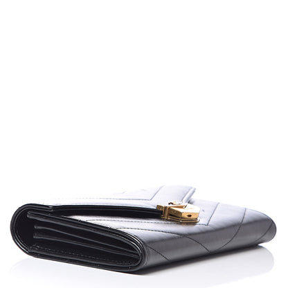 Chanel Calfskin Chevron Quilted Medal Flap Wallet Black 4 of 11