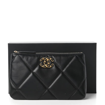 Chanel Goatskin Quilted Small Chanel 19 Pouch Black 11 of 11