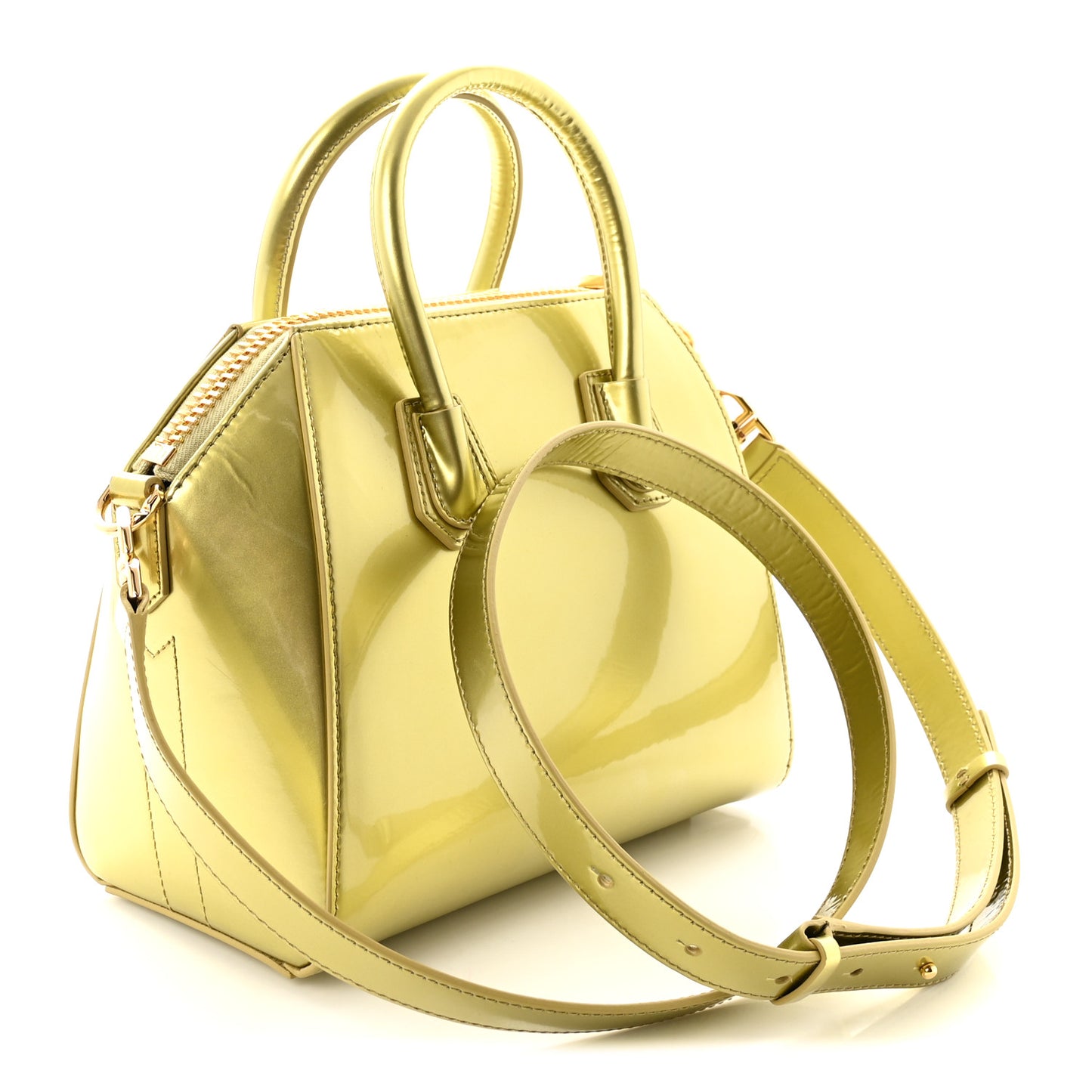 Patent Calfskin Mini Antigona Almond Green