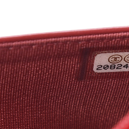 Chanel Glazed Calfskin Quilted Coco Boy Wallet On Chain WOC Red 9 of 12