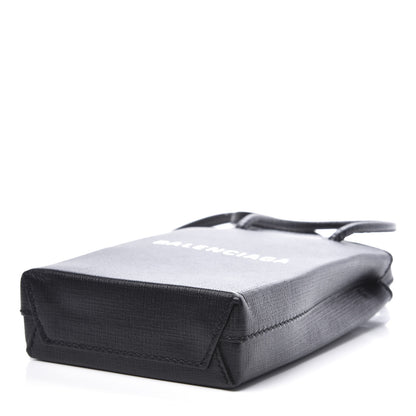 Balenciaga Squared Calfskin Logo Shopping Phone Holder Bag Black 7 of 9