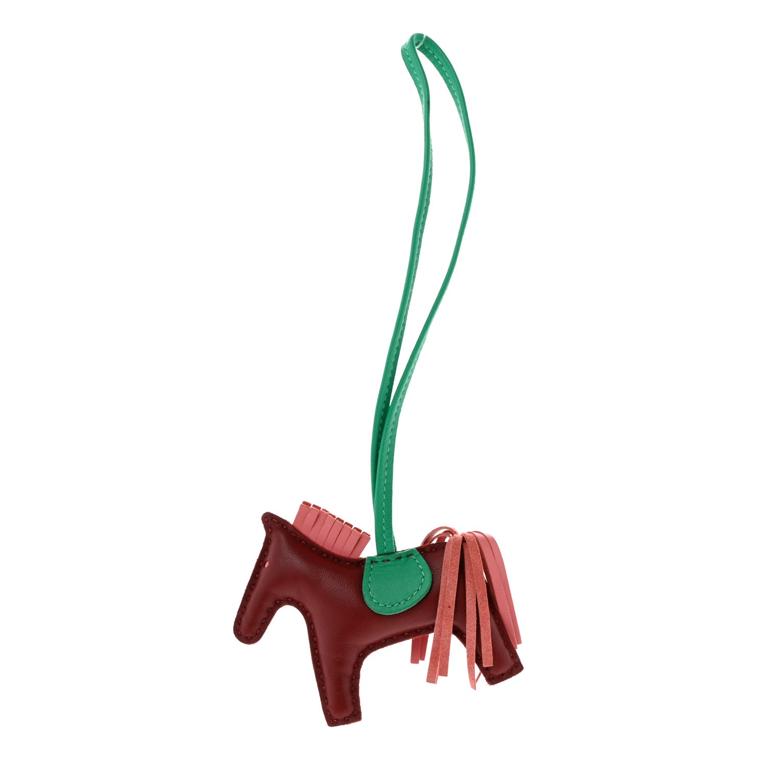 Hermes Milo Lambskin Grigri Rodeo Horse Bag Charm PM Rouge H Rose Indien Menthe 1 of 5