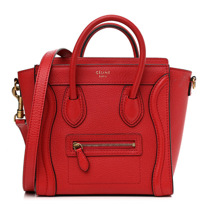 Celine Drummed Calfskin Nano Luggage Coquelicot 1 of 14