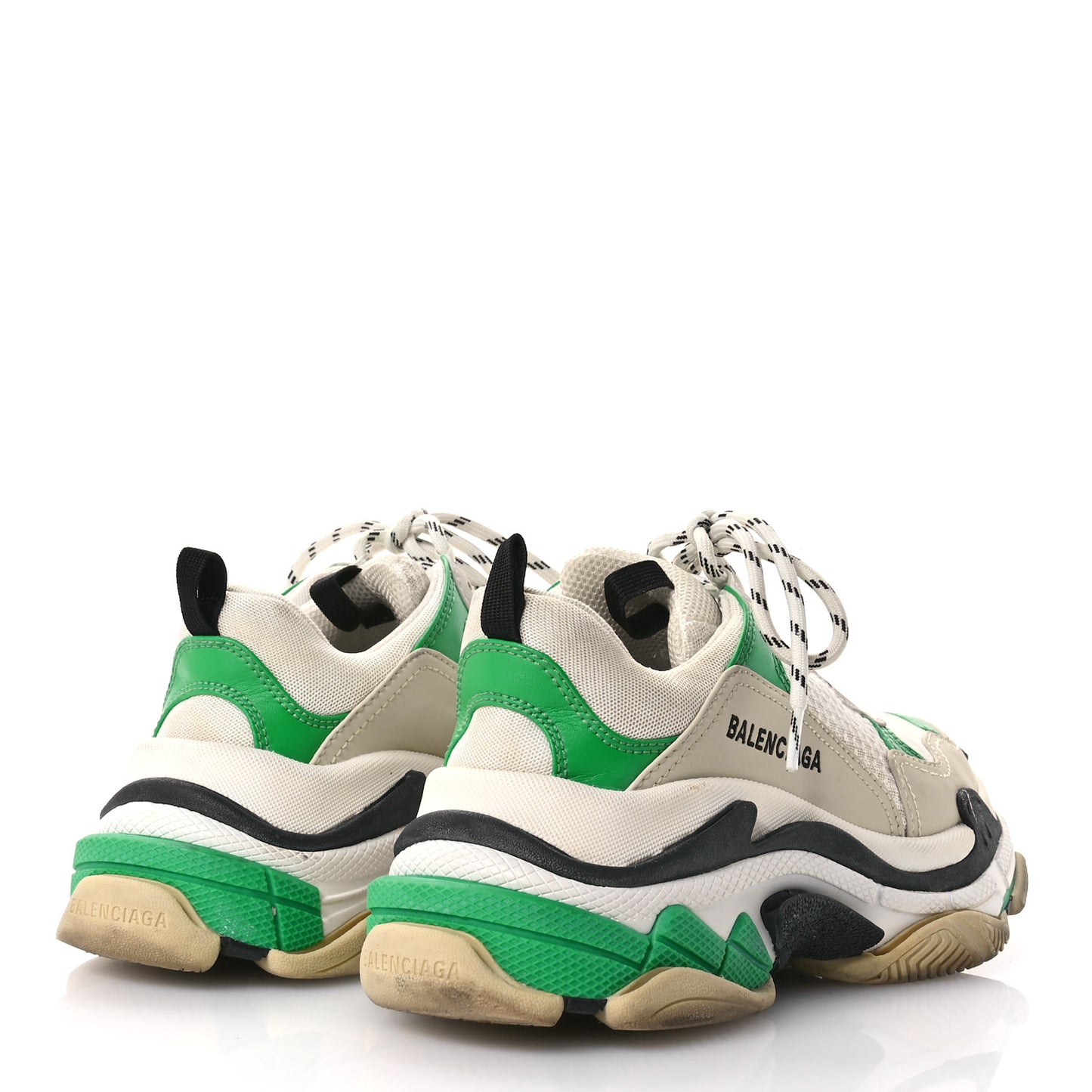 Fabric Mesh Washed Effect Womens Triple S Sneakers 39 Dark Green White