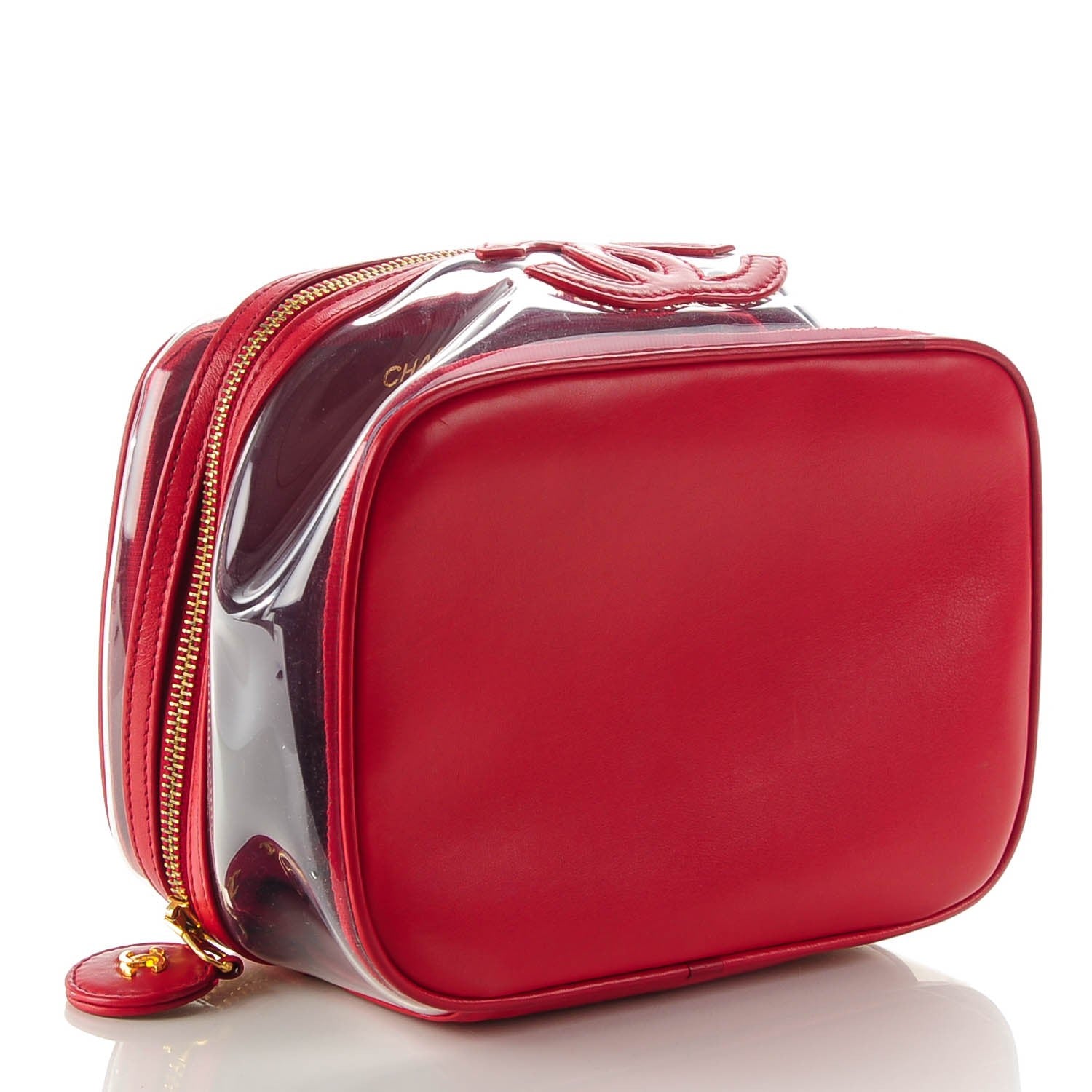 Chanel Vinyl Lambskin Vanity Cosmetic Case Red 4 of 7