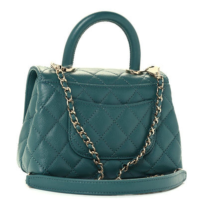 Chanel Caviar Quilted Extra Mini Coco Handle Flap Green 3 of 13