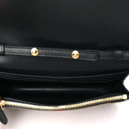 Burberry Grained Calfskin House Check Tartan Mix Hampshire Wallet On Chain Black 5 of 8