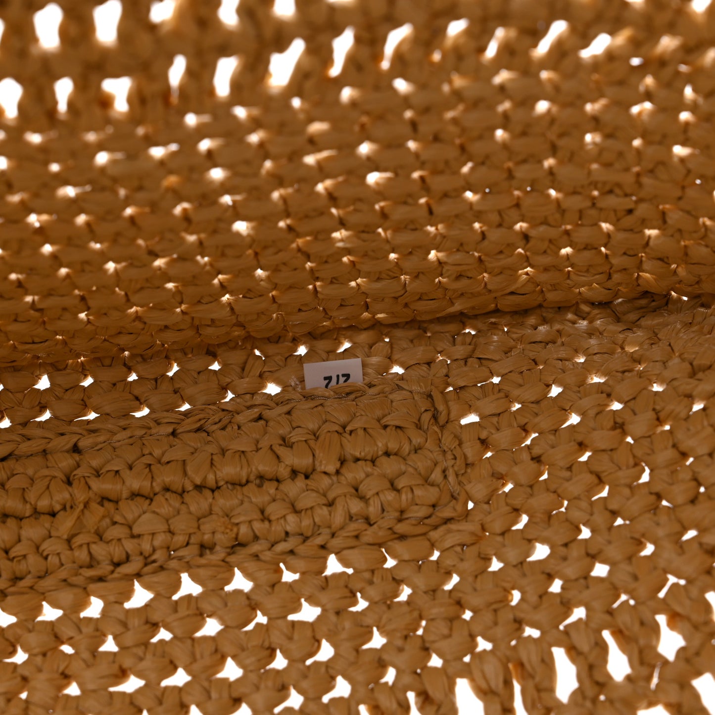 Yarn Raffia Effect Crochet Logo Embroidered Shopping Tote Bag Naturale