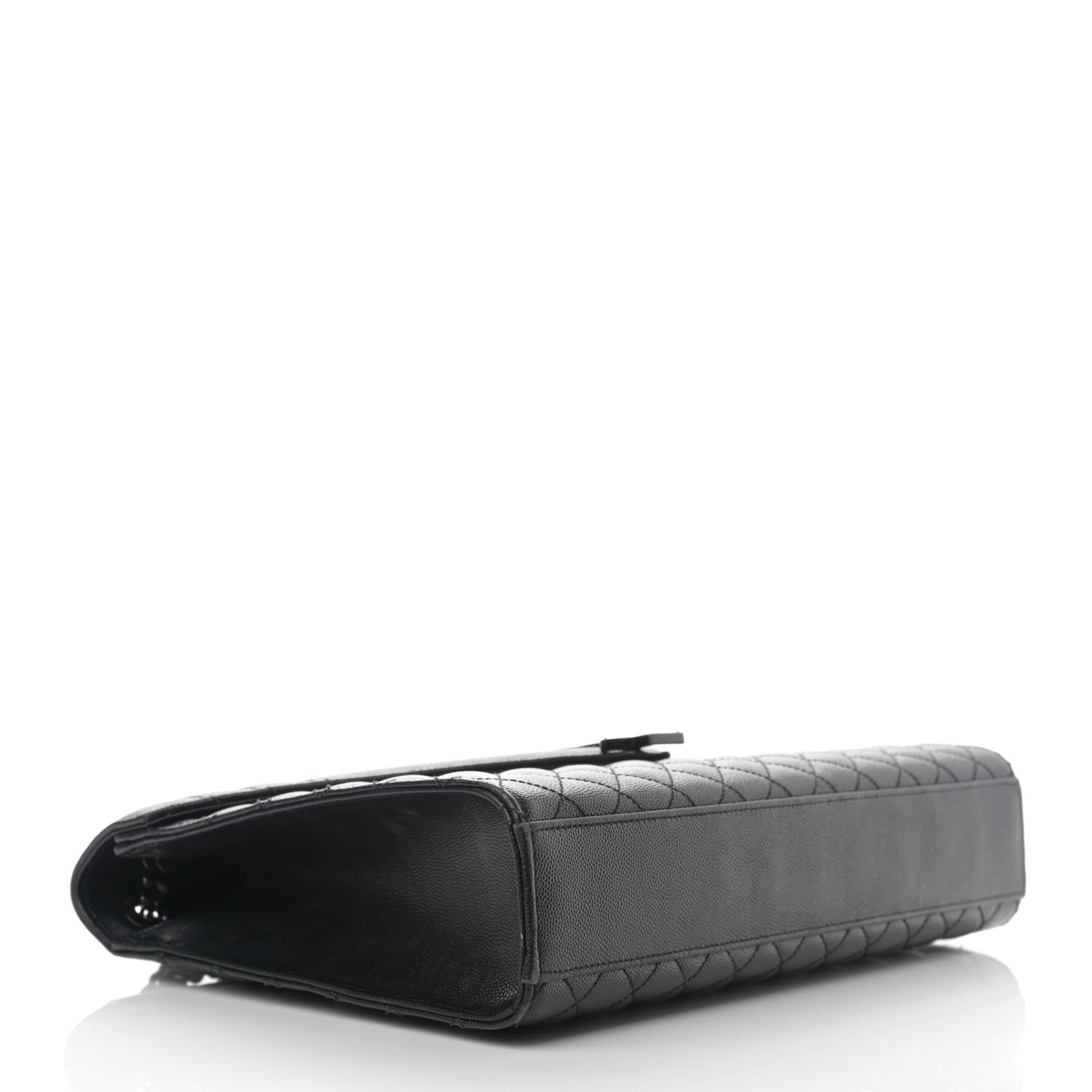 Saint Laurent Grain De Poudre Textured Mixed Matelasse Large Triquilt Monogram Monochrome Satchel Black 4 of 12