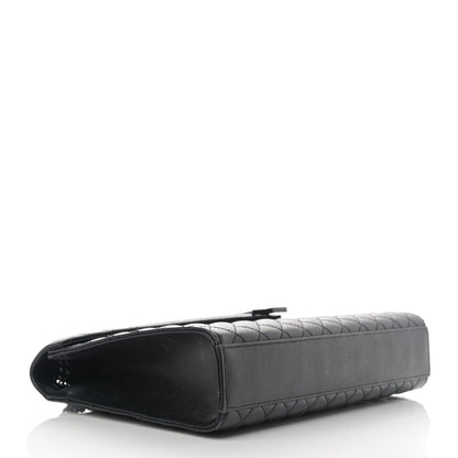 Saint Laurent Grain De Poudre Textured Mixed Matelasse Large Triquilt Monogram Monochrome Satchel Black 4 of 12