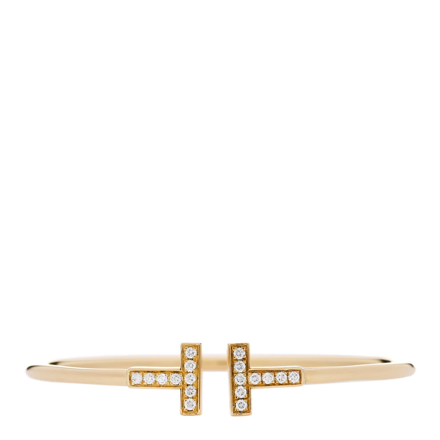 Tiffany 18K Yellow Gold Diamond T Wire Bracelet 1 of 3