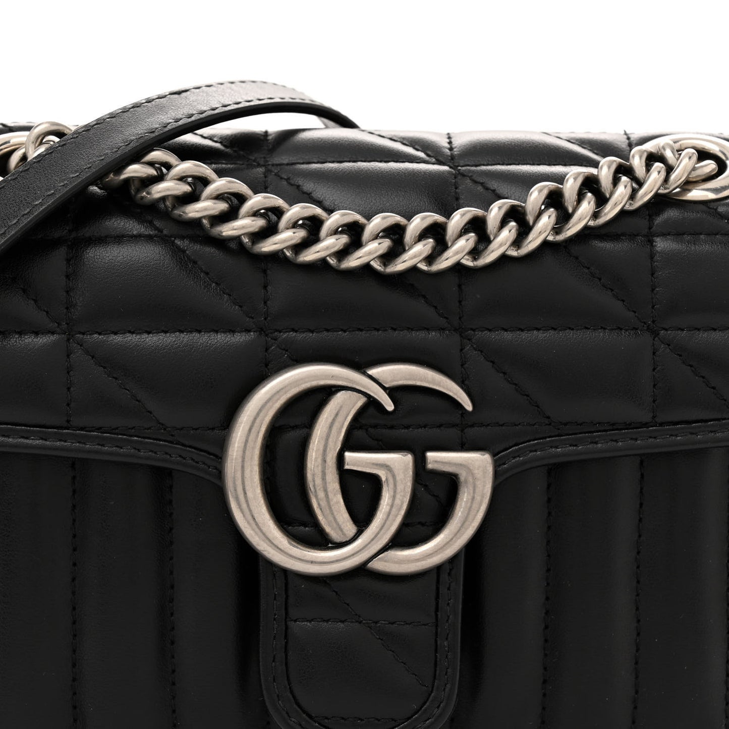Calfskin Matelasse Aria Mini GG Marmont Shoulder Bag Black