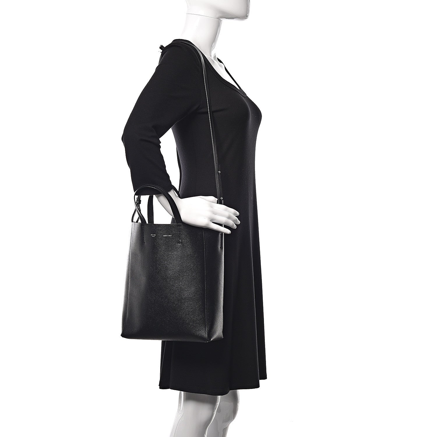 Celine Grained Calfskin Small Vertical Cabas Black 2 of 10