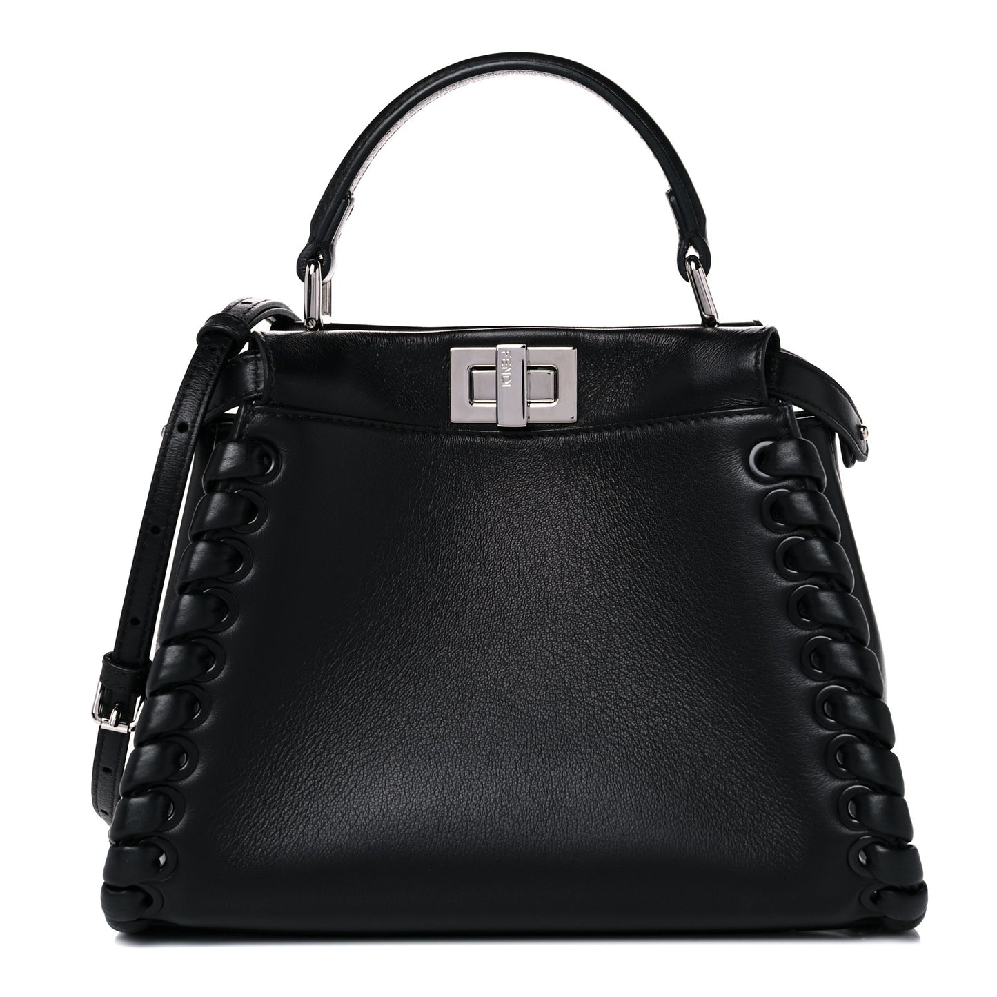 Nappa Lace Up Mini Peekaboo Iconic Satchel Black