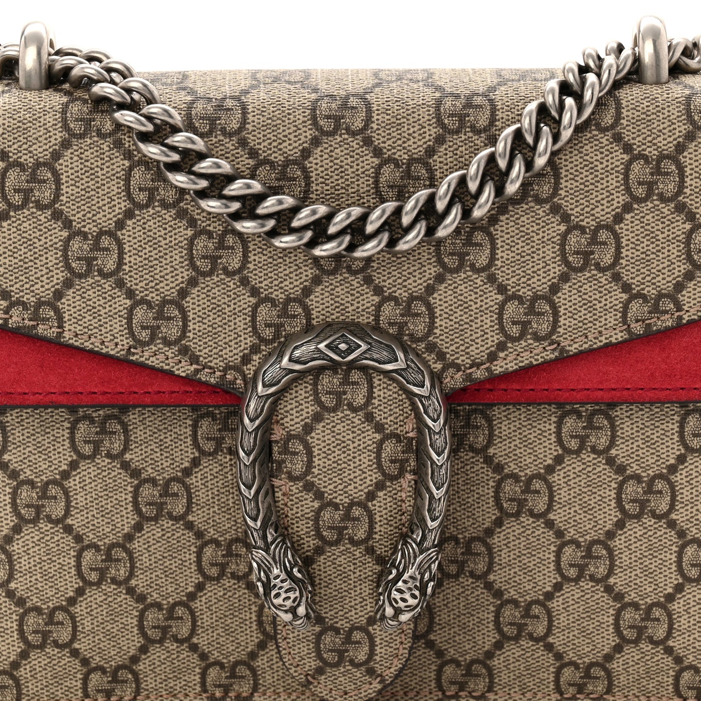 GG Supreme Monogram Mini Dionysus Shoulder Bag Hibiscus Red