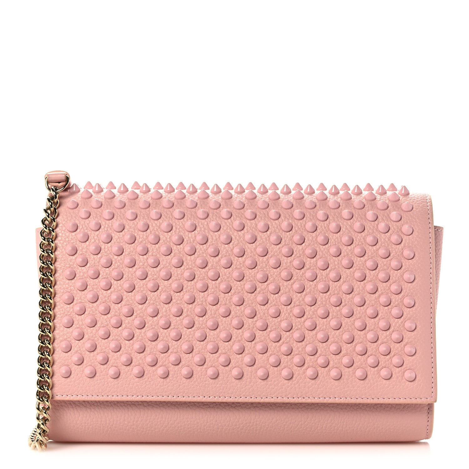 Christian Louboutin Calfskin Spikes Paloma Clutch Rosy 1 of 10