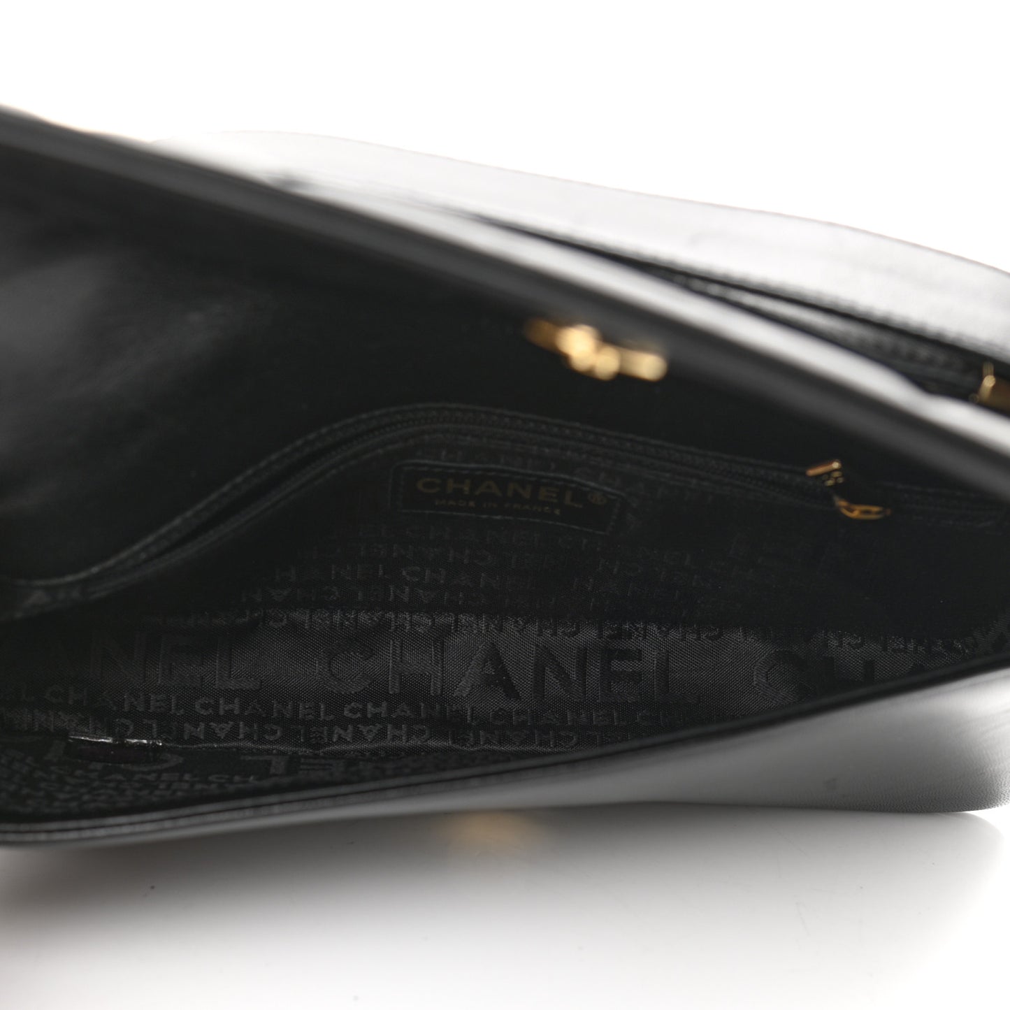 Lambskin Quilted CC Chocolate Bar Flap Black