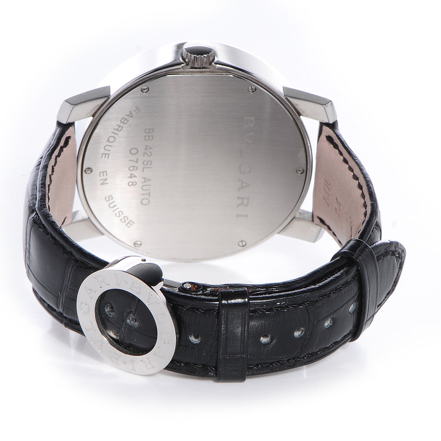 Bulgari BVLGARI Mens Stainless Steel Leather 41mm Solotempo Watch White 7 of 9