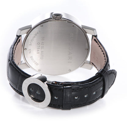 Bulgari BVLGARI Mens Stainless Steel Leather 41mm Solotempo Watch White 7 of 9