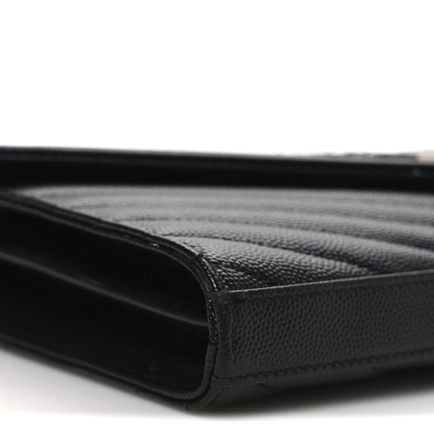 Saint Laurent Grain De Poudre Matelasse Chevron Monogram Chain Wallet Black 8 of 12