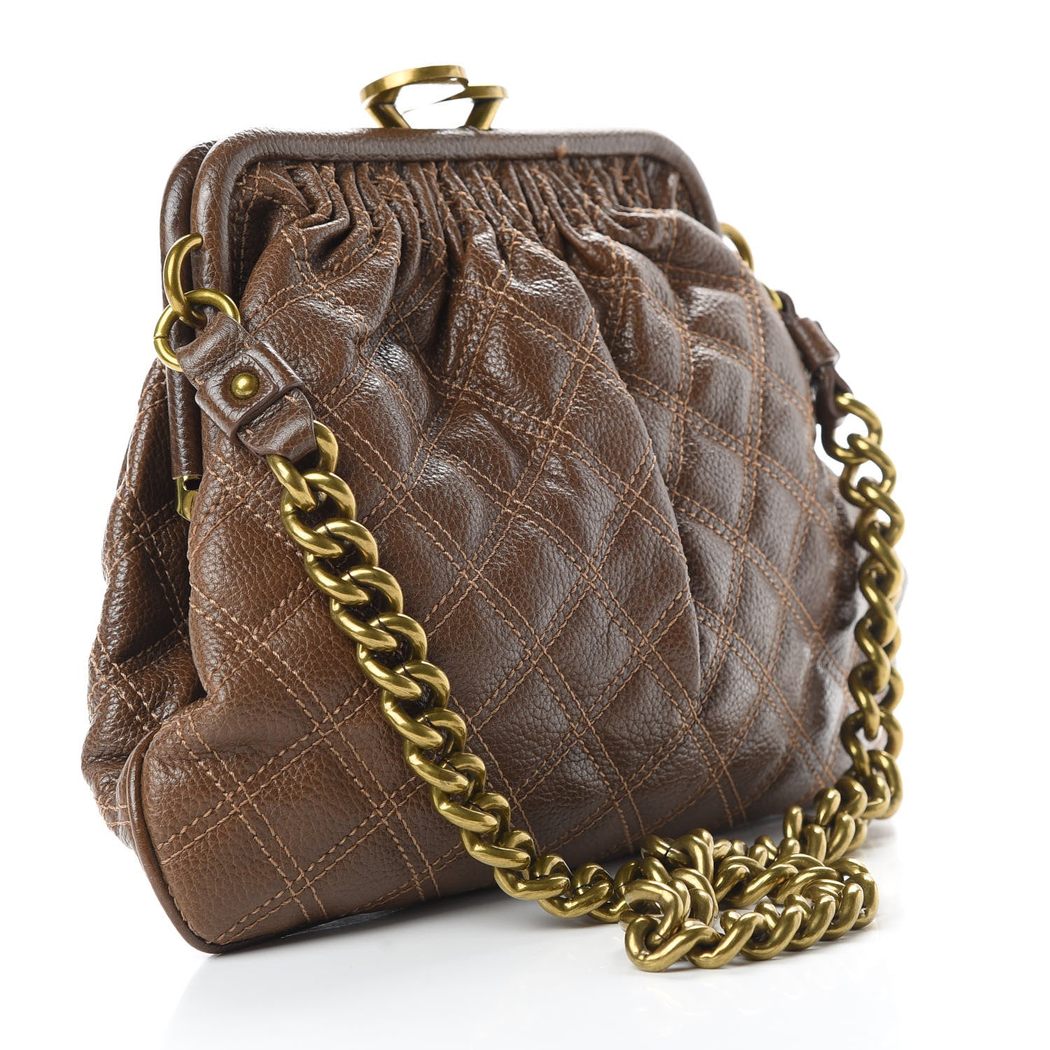 Marc Jacobs Calfskin Quilted Little Stam Brown 3 of 11