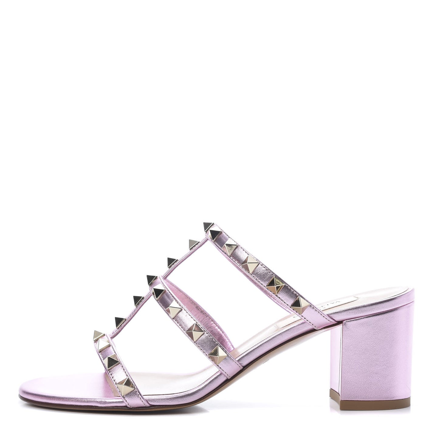 Metallic Nappa Rockstud 60mm Caged Slide Sandals 37 Giacinto