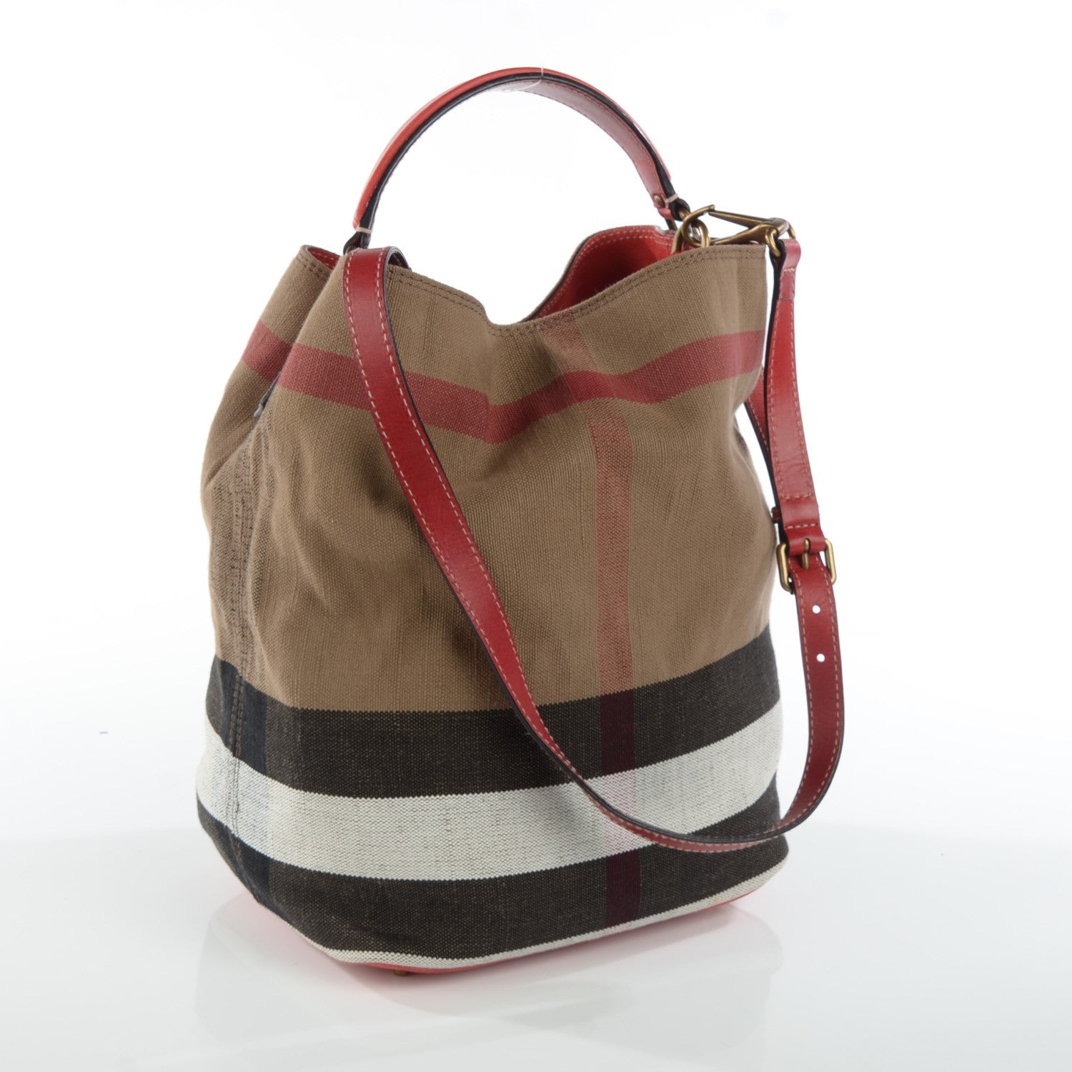 Burberry Canvas Mega Check Medium Ashby Hobo Cadmium Red 4 of 10