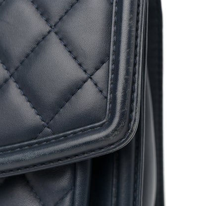 Chanel Lambskin Quilted Large Geometric Flap Navy 13 of 14