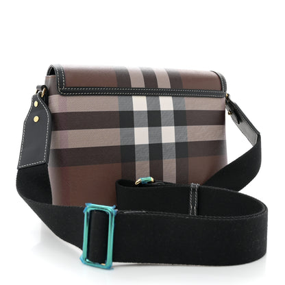 Burberry Calfskin Giant Check E-Canvas Note Crossbody Bag Dark Birch Brown 3 of 13