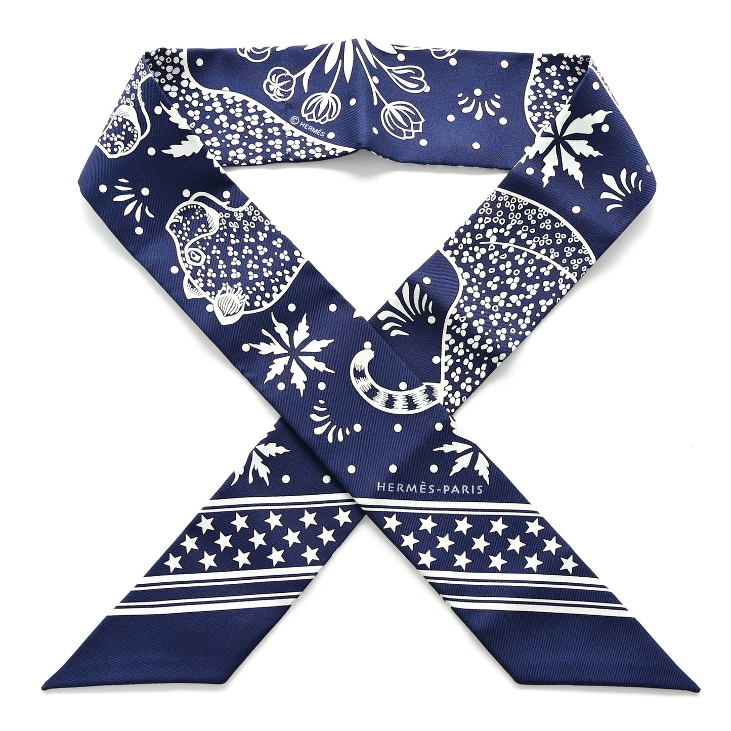 Silk Les Leopards Twilly Marine White